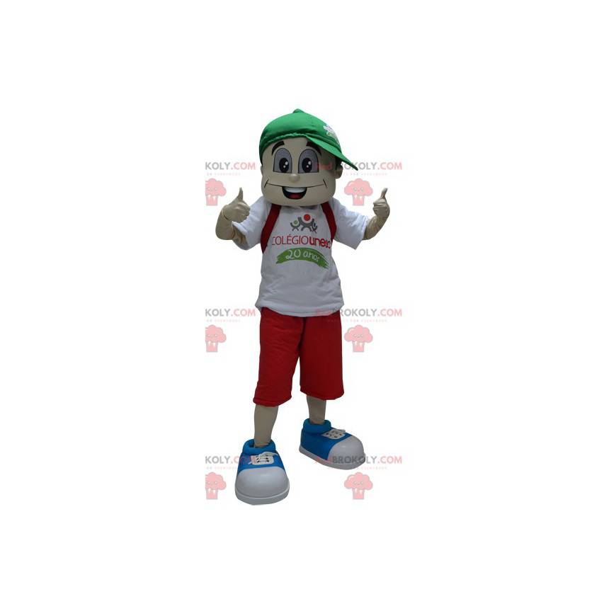 Mascotte de jeune garçon avec une casquette - Redbrokoly.com
