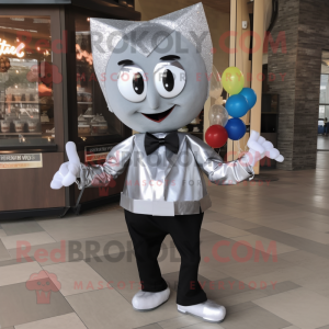 Silver Shakshuka mascot costume character dressed with a Jeggings and Bow ties