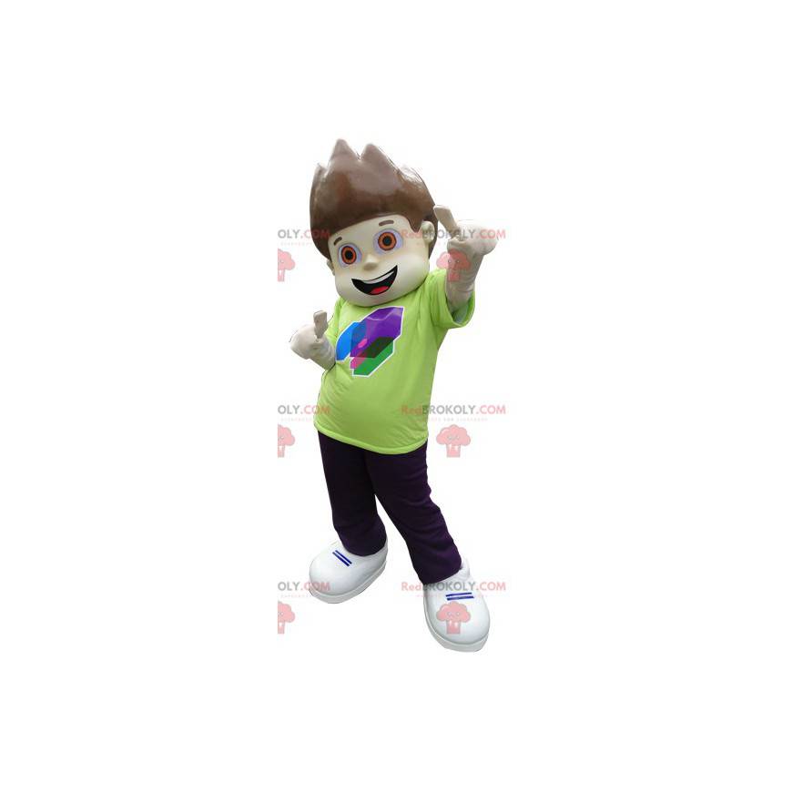 Brown boy mascot with a fun cut - Redbrokoly.com