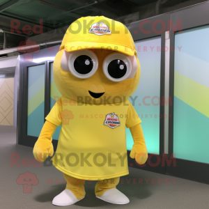 Yellow Ice mascot costume character dressed with a Cargo Shorts and Ties