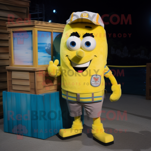 Yellow Ice mascot costume character dressed with a Cargo Shorts and Ties