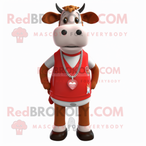 Rød Jersey Cow maskot...