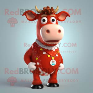 Rød Jersey Cow maskot...