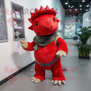 Rød Ankylosaurus maskot...