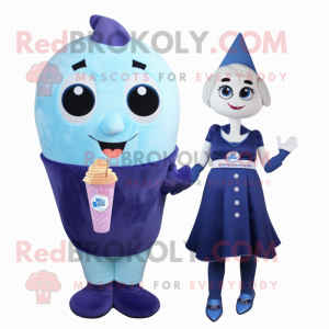 Navy Ice Cream mascot costume character dressed with a Cocktail Dress and Brooches