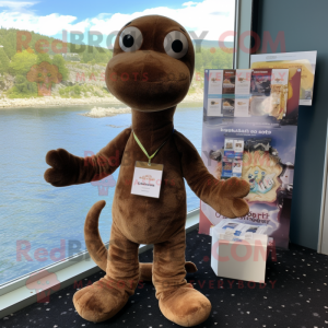 Brown Loch Ness Monster mascot costume character dressed with a Romper and Keychains