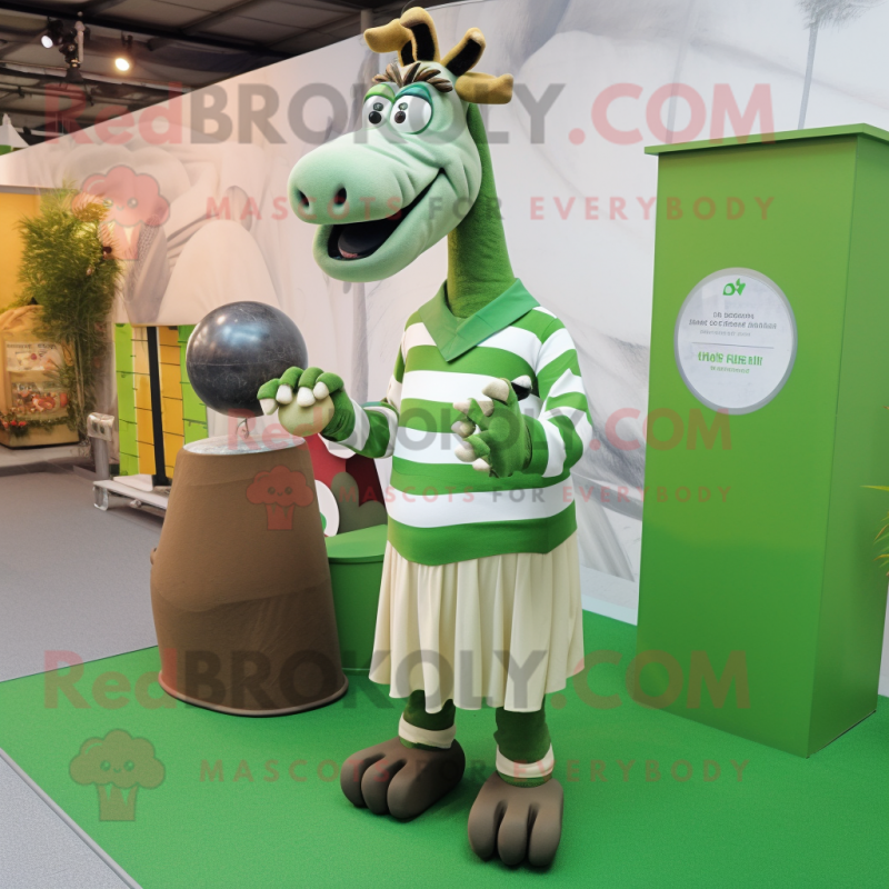 Olive Quagga mascot costume character dressed with a Ball Gown and Cufflinks Olive Quagga mascot costume character dressed with a Ball Gown and Cufflinks