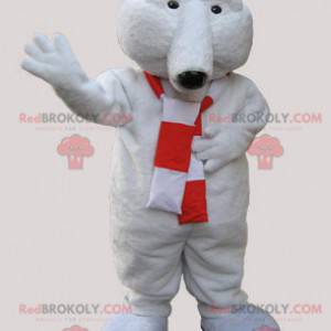 Soft polar bear mascot with a scarf - Redbrokoly.com