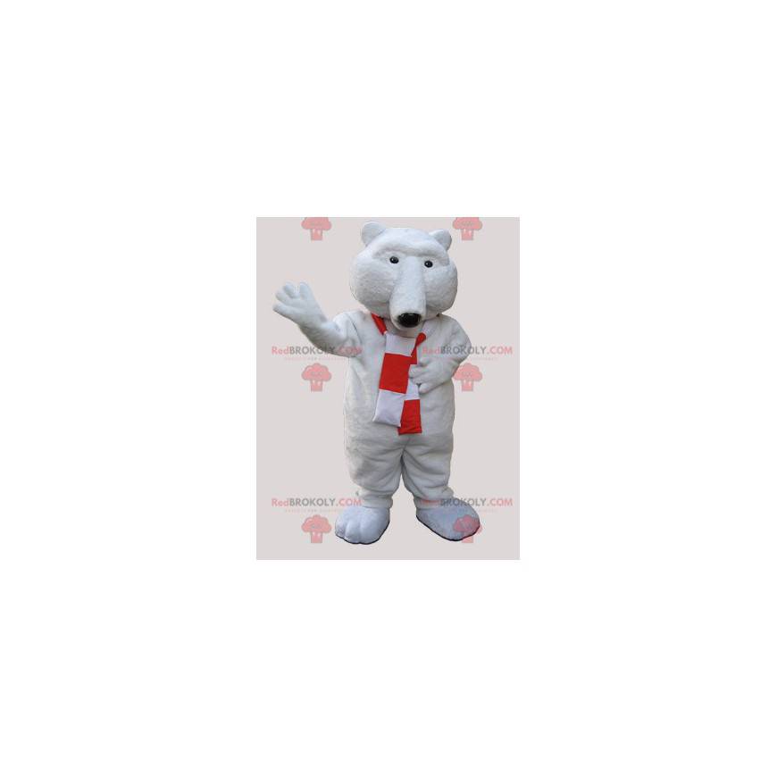 Mascotte d'ours blanc tout doux avec une écharpe -