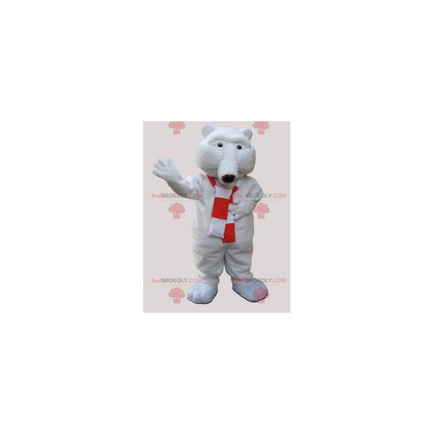 Soft polar bear mascot with a scarf - Redbrokoly.com