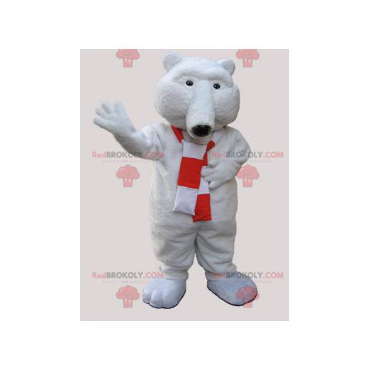 Soft polar bear mascot with a scarf - Redbrokoly.com