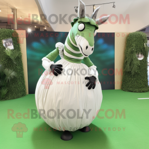 Olive Quagga mascot costume character dressed with a Ball Gown and Cufflinks