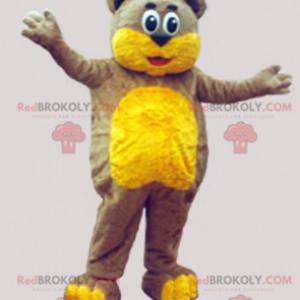 Mascota de oso de peluche marrón y amarillo suave -