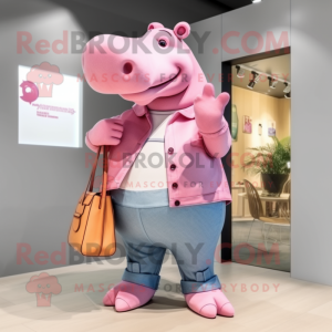 Roze nijlpaard mascotte...