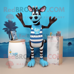 Sky Blue Okapi mascot costume character dressed with a Bikini and Mittens