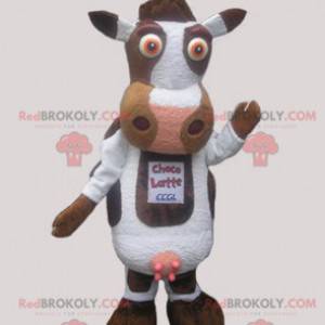 Simpatica mascotte di mucca bianca e marrone - Redbrokoly.com