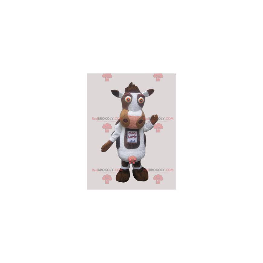 Mascotte de vache mignonne blanche et marron - Redbrokoly.com