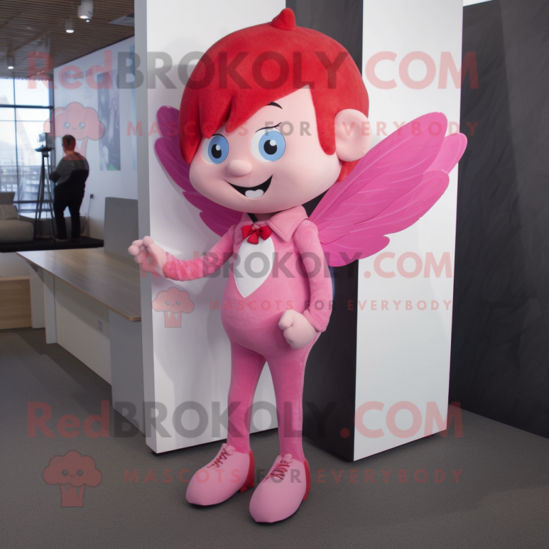Pink Cupid mascot costume character dressed with a Suit Pants and Ties
