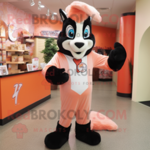 Peach Skunk mascot costume character dressed with a Turtleneck and Ties
