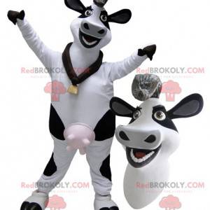 Gigante mascotte di vacca da latte bianca e nera -