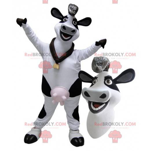 Mascote gigante de vaca leiteira preta e branca - Redbrokoly.com