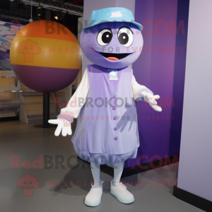 Lavender Basketball Ball mascot costume character dressed with a Jeggings and Hat pins