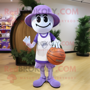 Lavender Basketball Ball mascot costume character dressed with a Jeggings and Hat pins