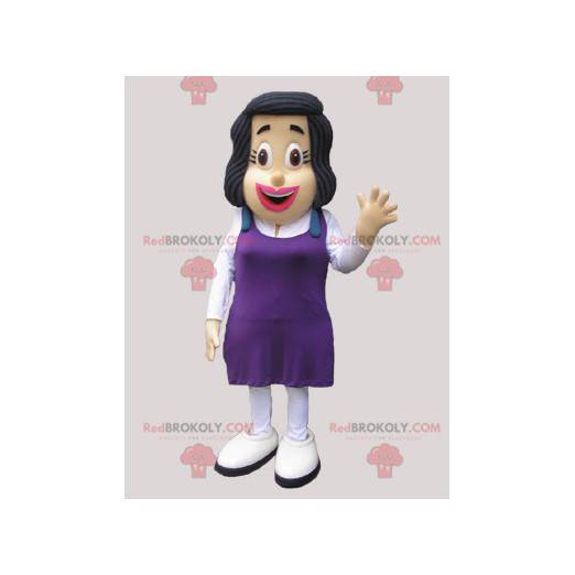 Mascot brunette kvinde med en lilla kjole - Redbrokoly.com