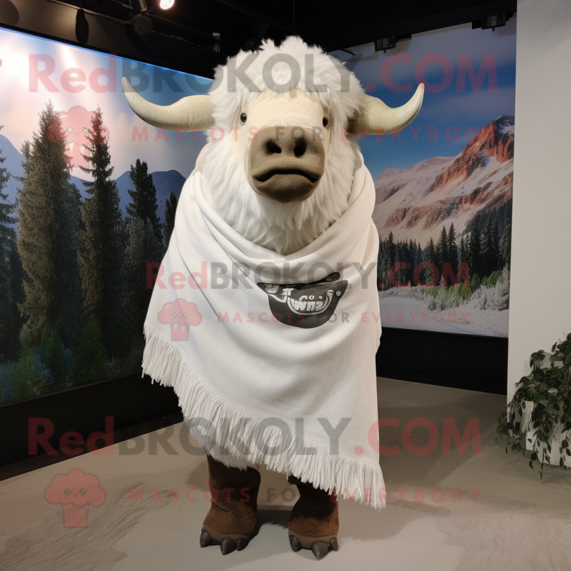 White Buffalo mascot costume character dressed with a A-Line Dress and Scarves