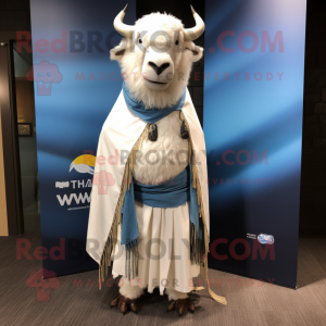 White Buffalo mascot costume character dressed with a A-Line Dress and Scarves