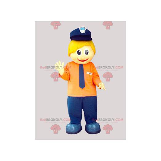 Mascot hombrecito rubio con un kepi y corbata - Redbrokoly.com