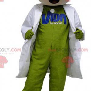 Green snowman mascot with a white blouse - Redbrokoly.com