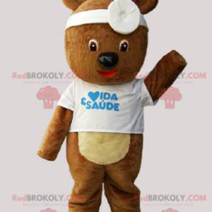 Brun bamse maskot forkledd som lege - Redbrokoly.com