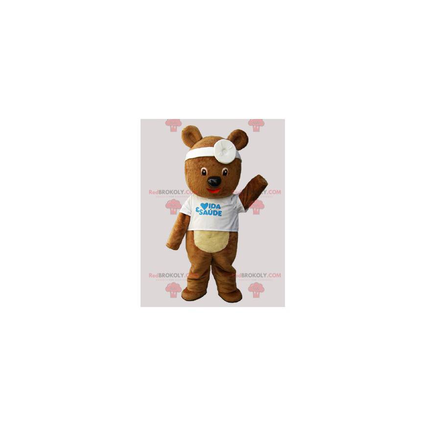 Brown teddy bear mascot disguised as a doctor - Redbrokoly.com