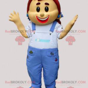 Maskottjente i denim overall - Redbrokoly.com