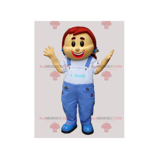 Maskottchen Mädchen in Jeansoverall - Redbrokoly.com