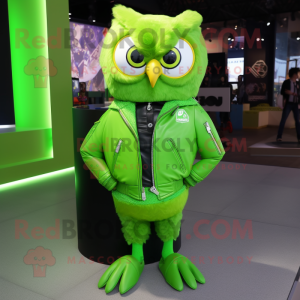 Lime Green Owl mascotte...