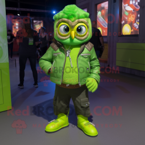 Lime Green Owl mascotte...