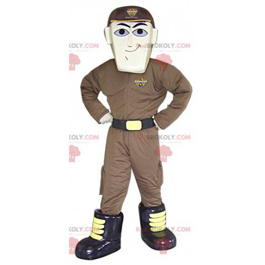 Man mascotte in futuristische outfit superheld mascotte -