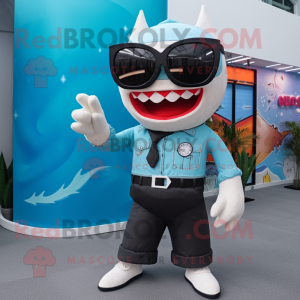 nan Shark mascot costume character dressed with a Blouse and Sunglasses