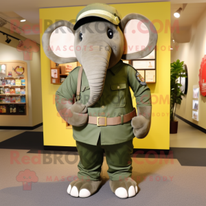 Olive Elephant mascot costume character dressed with a Henley Tee and Belts