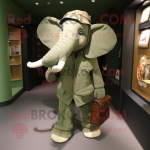 Olive Elephant mascot costume character dressed with a Henley Tee and Belts