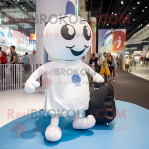 White Soccer Ball mascot costume character dressed with a Shorts and Tote bags