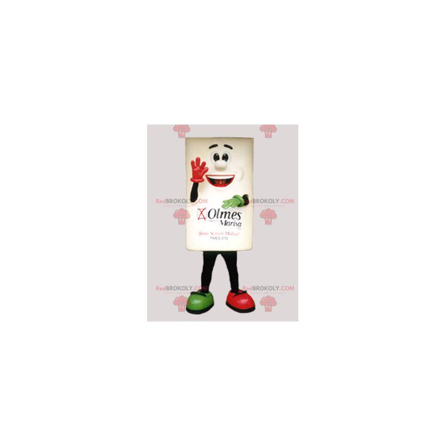 Smiling square snowman brick mascot - Redbrokoly.com