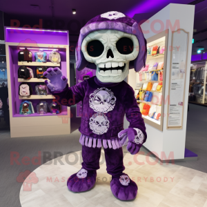 Purple Skull maskot kostume...