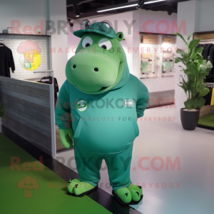 Green Hippopotamus mascotte...