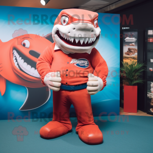 Red Shark maskot kostume...