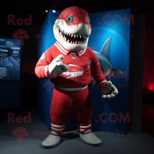 Red Shark maskot kostume...