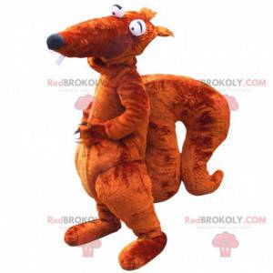 Mascota de ardilla marrón gigante con una gran cola -