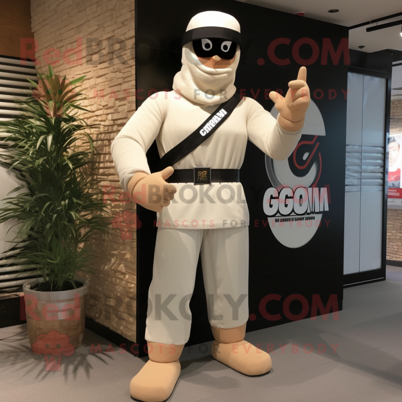 Cream Gi Joe mascot costume character dressed with a Culottes and Bracelet watches Cream Gi Joe mascot costume character dressed with a Culottes and Bracelet watches